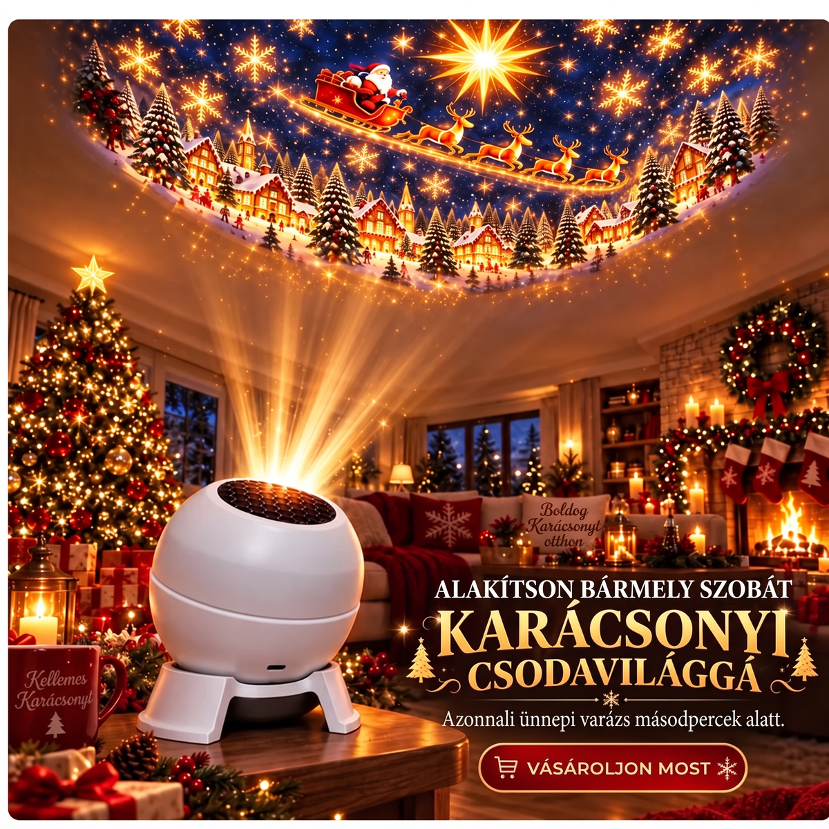 🌈🍭Hivatalos magyarországi márkaüzlet | 🎄 SCNDR® Okos holografikus projektor (HD intelligens dinamikus 5D vetítés)