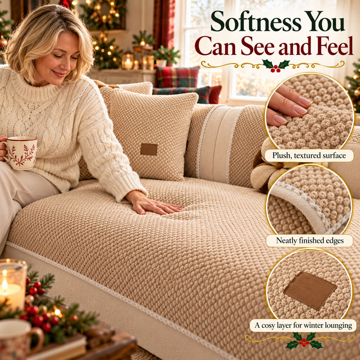 ❄️ 💖Vastagított, csúszásmentes kanapéhuzat – Ultrapuha, mosható, karcálló és háziállatbarát, 3 színben 🛋️✨