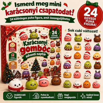 BILLHOL®🌹 KARÁCSONYI KÜLÖNLEGESSÉG | 24 napos mini Squishy adventi naptár – minden nap egy aranyos meglepetéssel! 🎄