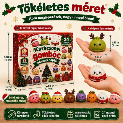 BILLHOL®🌹 KARÁCSONYI KÜLÖNLEGESSÉG | 24 napos mini Squishy adventi naptár – minden nap egy aranyos meglepetéssel! 🎄