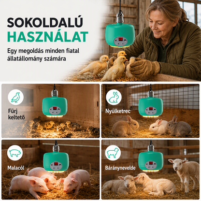 🐣🌡️ Intelligens hőmérséklet-szabályozású keltetőmelegítő – Stabil hő a kiscsibék és fiókák számára