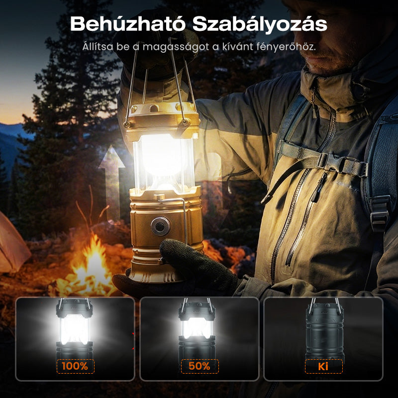 ⛺️Napenergiával működő, behúzható kempinglámpa