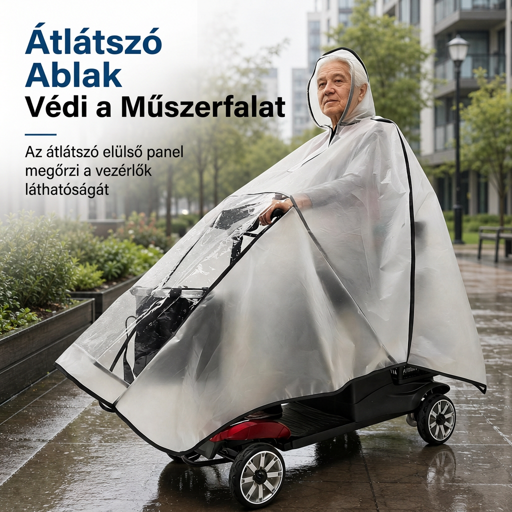 🌧️ Mobilitási segédeszköz esővédő – Teljes lefedettségű, vízálló PVC-tető