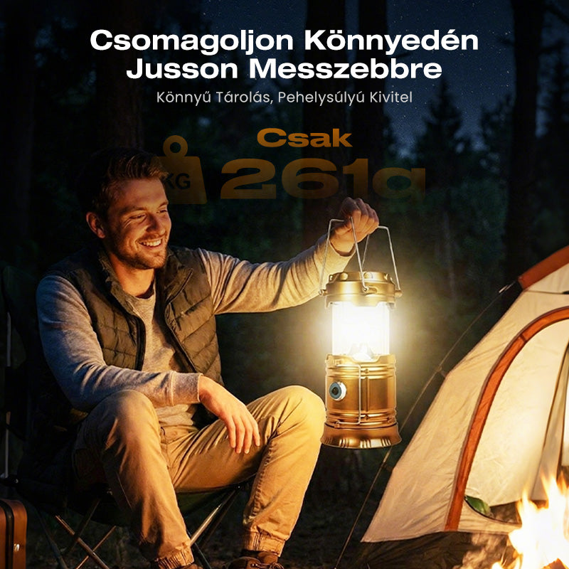⛺️Napenergiával működő, behúzható kempinglámpa