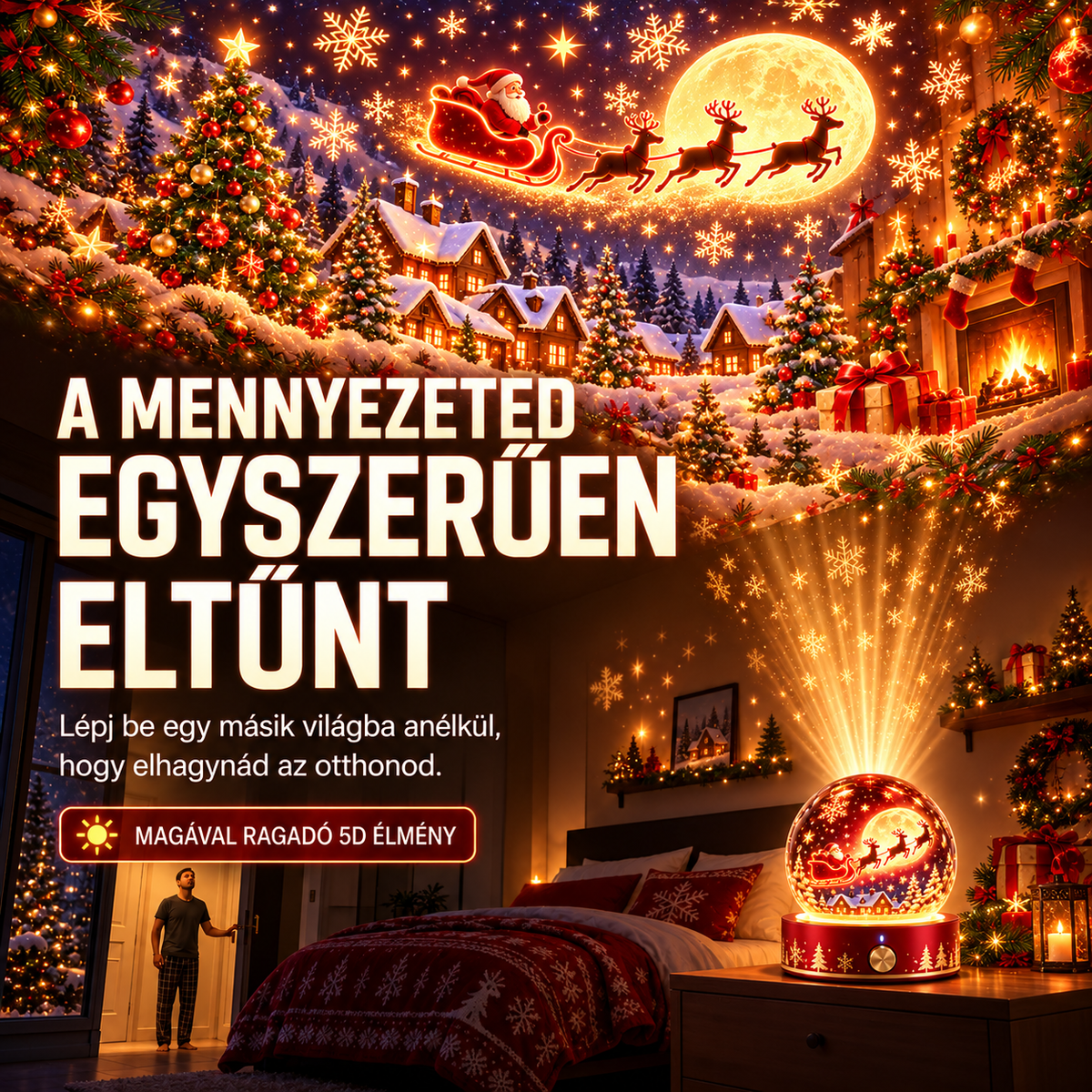 BVJ®🎄🦁2026 PRO MAX 5D intelligens világprojektor Több mint 100 magával ragadó világ létrehozása Bluetooth vezérléssel és hangeffektekkel-maotouying