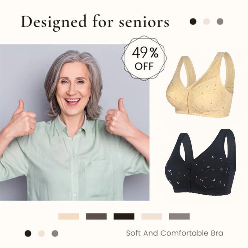 3 τεμάχια μόνο με 49€ 🔥Σχεδιασμός για Senior Μπροστινό κλείσιμο βαμβακερό σουτιέν