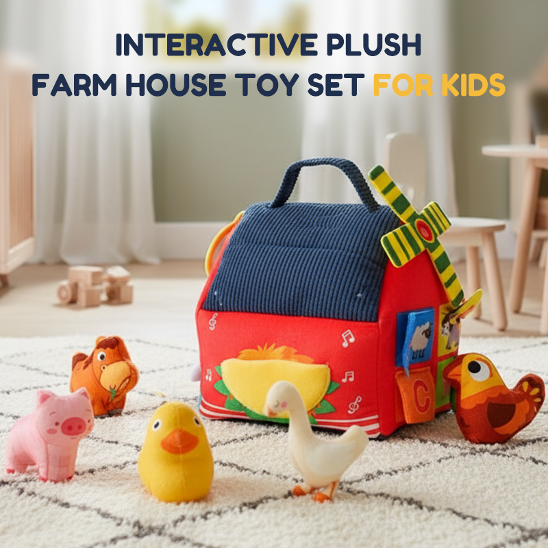 🏠Interaktív plüss farm játék szett gyerekeknek