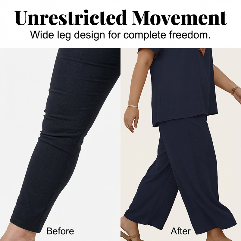 Γυναικείο σετ casual κοντομάνικο τοπ και φαρδύ παντελόνι
