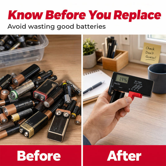 🔋Digitális akkumulátor-ellenőrző – A nagy LCD-kijelző pontosan mutatja a fennmaradó töltöttséget.  🧪💪