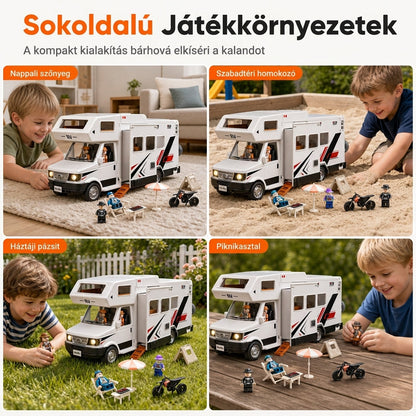 😍 Interaktív játék lakóautó kempingjáték készlet hang- és fényeffektusokkal, babával és kempingkiegészítőkkel gyerekeknek