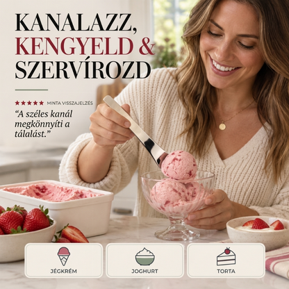 ✨🥄 Rozsdamentes Acél Desszertkanál: Elegancia + Kényelem! 🎯