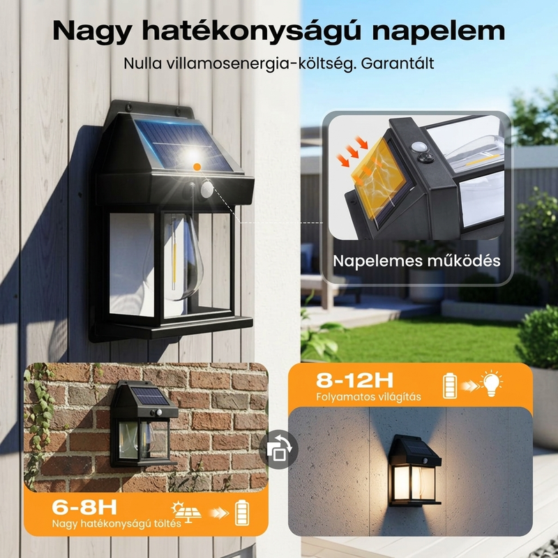 ☀️ 49% KEDVEZMÉNY! Napelemes fali lámpa – Mozgásérzékelővel, IP65 vízállósággal, energiatakarékos ⚡