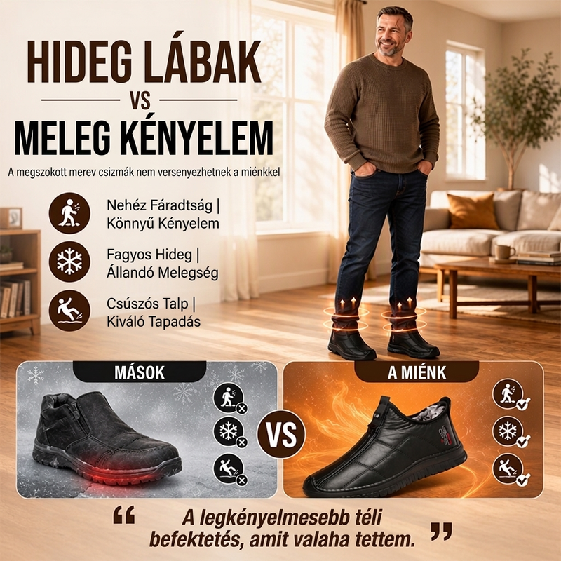 👟🌟 Férfi plüss bélésű csúszásmentes gyaloglócipő – Meleg, kényelmes, stabil 📦