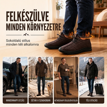 👟🌟 Férfi plüss bélésű csúszásmentes gyaloglócipő – Meleg, kényelmes, stabil 📦