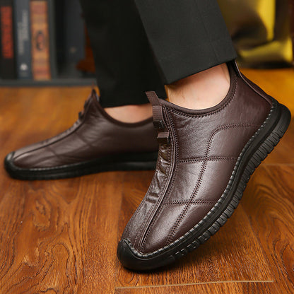 👟🌟 Férfi plüss bélésű csúszásmentes gyaloglócipő – Meleg, kényelmes, stabil 📦