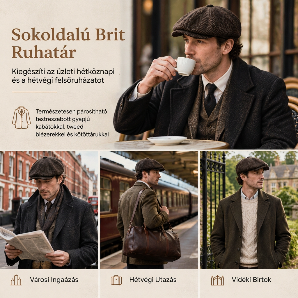 🎩 Brit stílusú nyolcszögletű beret – Vintage, uniszex, alkalmi ✨
