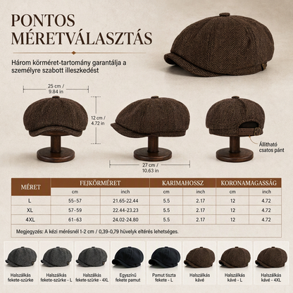 🎩 Brit stílusú nyolcszögletű beret – Vintage, uniszex, alkalmi ✨