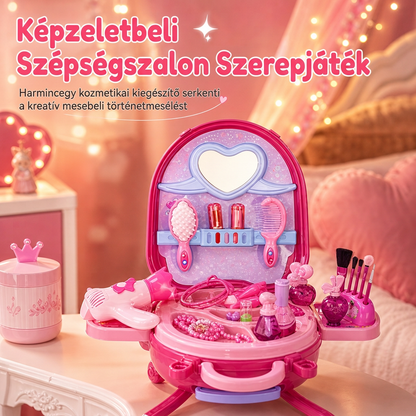 👑50% KEDVEZMÉNY! 🎀3 az 1-ben gyerek szépítőasztal görgős bőröndkészlet