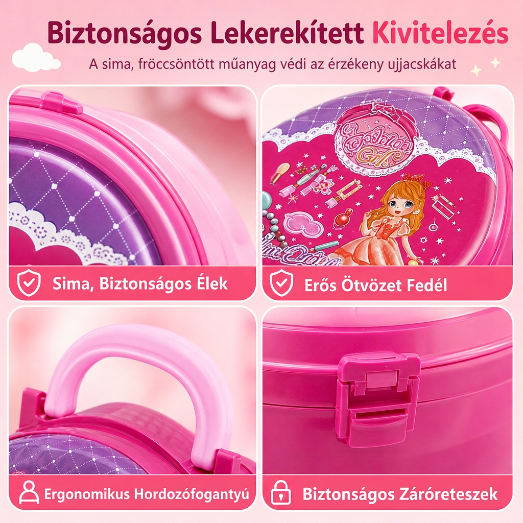 👑50% KEDVEZMÉNY! 🎀3 az 1-ben gyerek szépítőasztal görgős bőröndkészlet