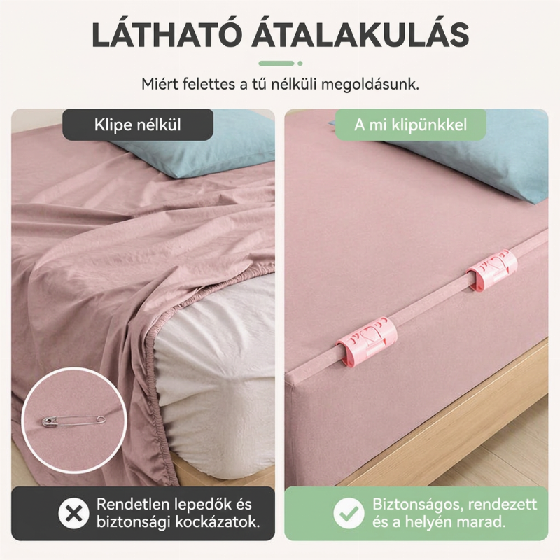 🔥Tűmentes ágyneműkapcsok – tű nélkül is szilárdan rögzítik az ágyneműt, anélkül, hogy megsérülne az anyag 🛏️✨