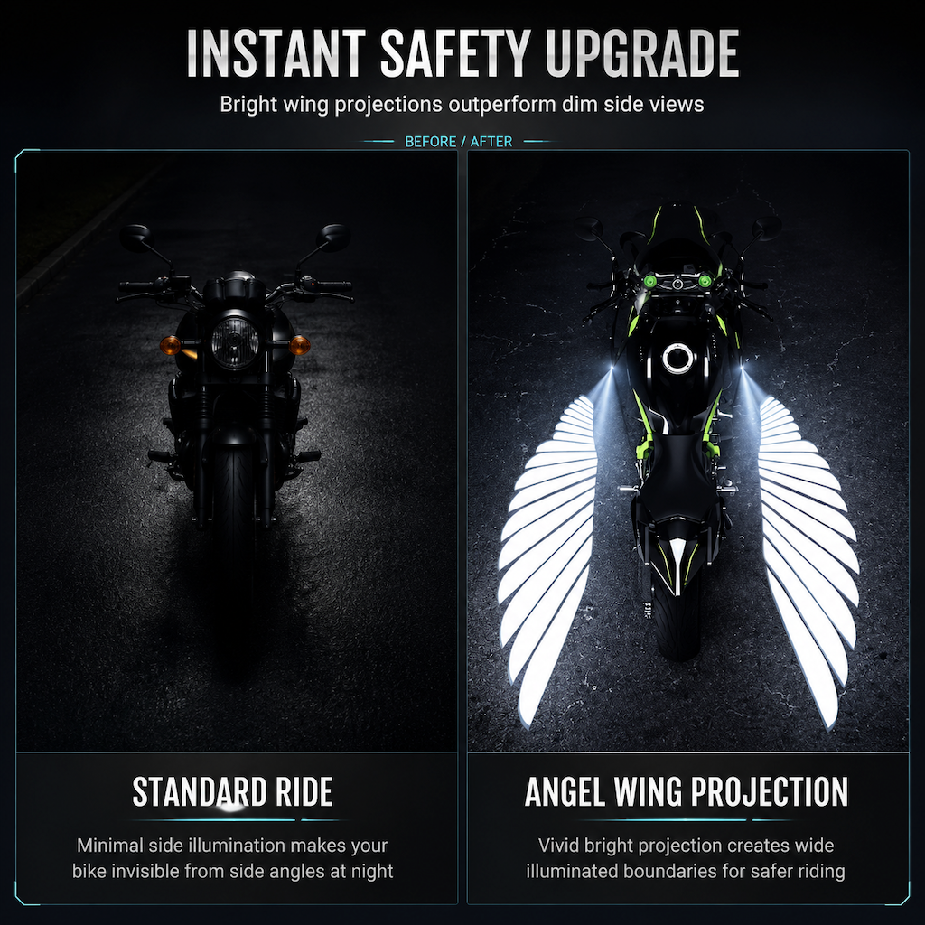 Motorkerékpár LED angyalszárnyú talajvetítő lámpák