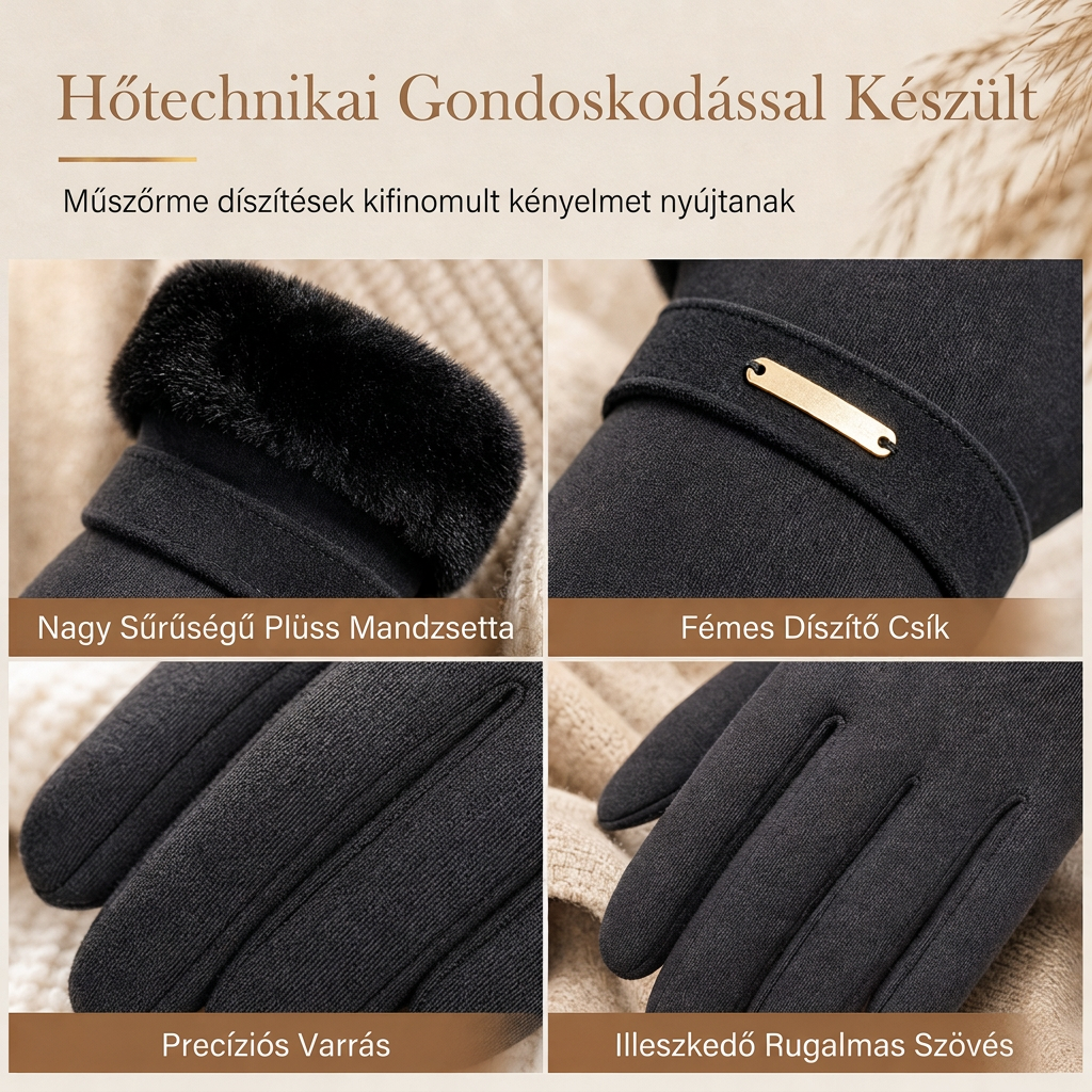 🧤 Női téli érintőképernyős kesztyű – Meleg, praktikus, érintőképernyő-kompatibilis ✨