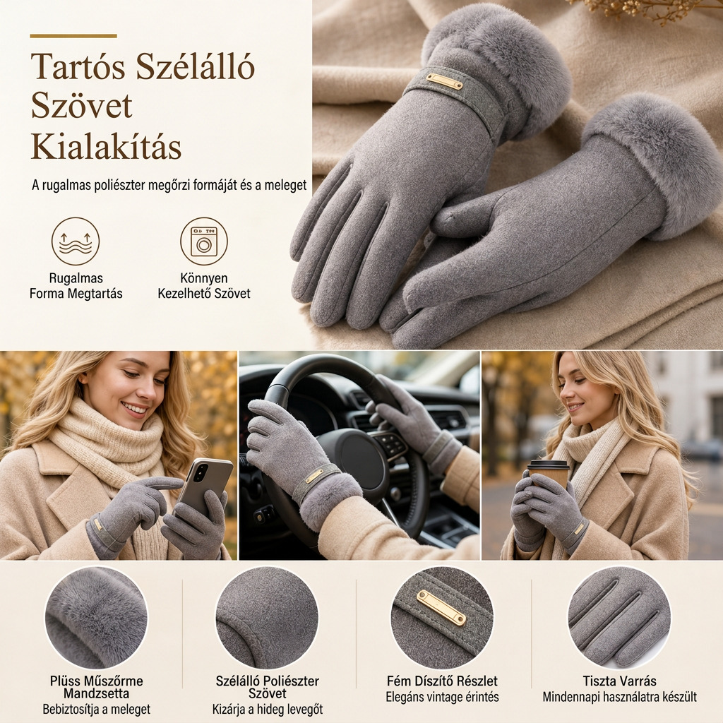 🧤 Női téli érintőképernyős kesztyű – Meleg, praktikus, érintőképernyő-kompatibilis ✨
