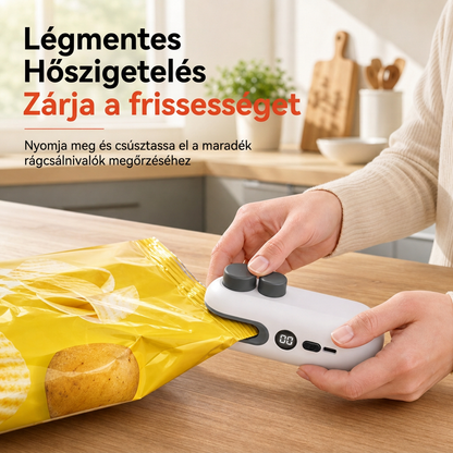 💥Hordozható, újratölthető mini hőhegesztő gép, akkumulátor-szintjelzővel és mágneses kialakítással, műanyag snack-csomagolásokhoz