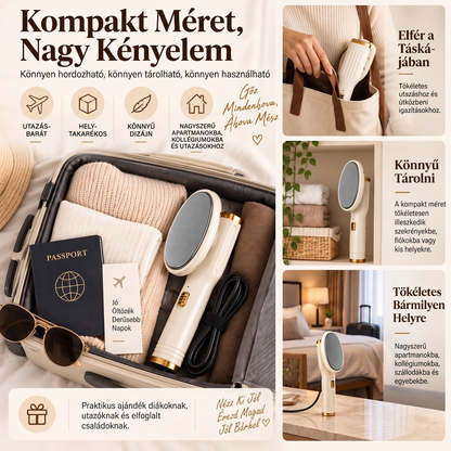 👔✨ Hordozható kézi gőzvasaló – 20 másodperces felmelegedés, szárazvasalás és gőz üzemmód🌫️