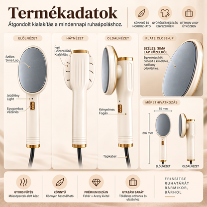 👔✨ Hordozható kézi gőzvasaló – 20 másodperces felmelegedés, szárazvasalás és gőz üzemmód🌫️