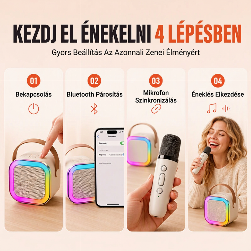 🎉 Gyermekek számára készült mini karaoke gép vezeték nélküli mikrofonokkal – zene, szórakozás és éneklés otthon 🎤✨