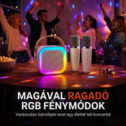 🎉 Gyermekek számára készült mini karaoke gép vezeték nélküli mikrofonokkal – zene, szórakozás és éneklés otthon 🎤✨