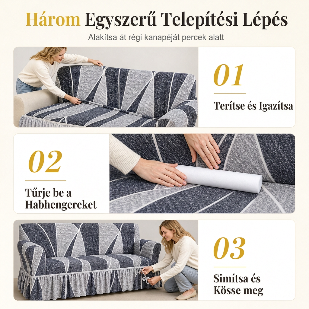 🛋️ Univerzális, rugalmas, teljes lefedésű kanapéhuzat