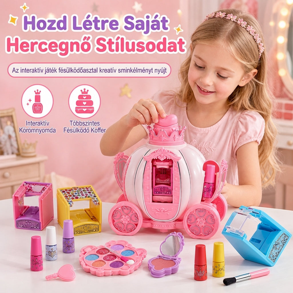 🎀 50% kedvezmény! Rózsaszín gyermek sminkes és körömdíszítő táska