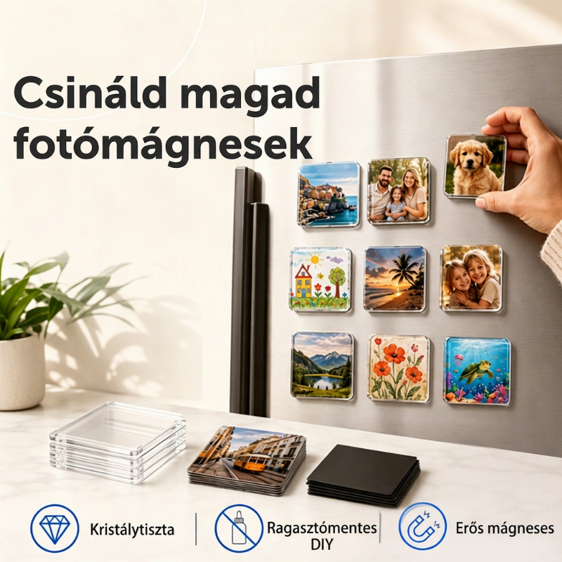Átlátszó akril DIY hűtőmágnes készlet