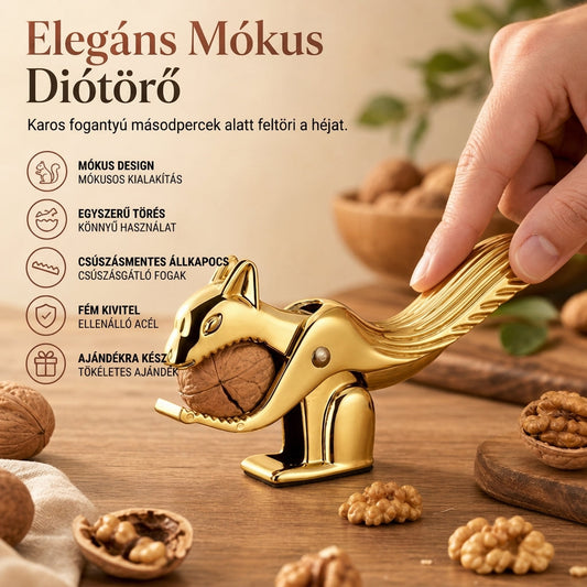 🌰🐿️Cinkötvözetű mókus alakú diótörő, sokoldalú dió és mogyoró törő eszköz